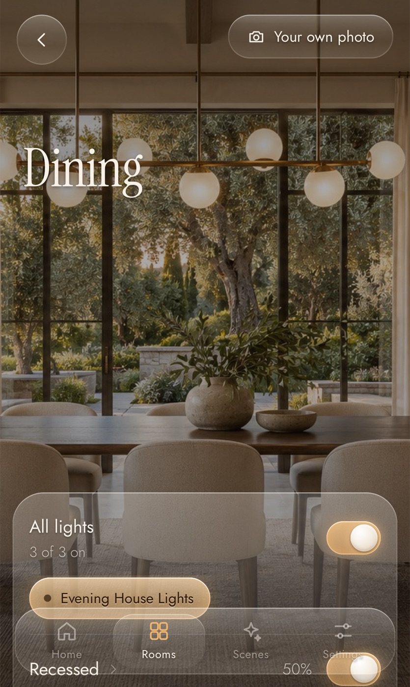 A room with its lights and dimmers